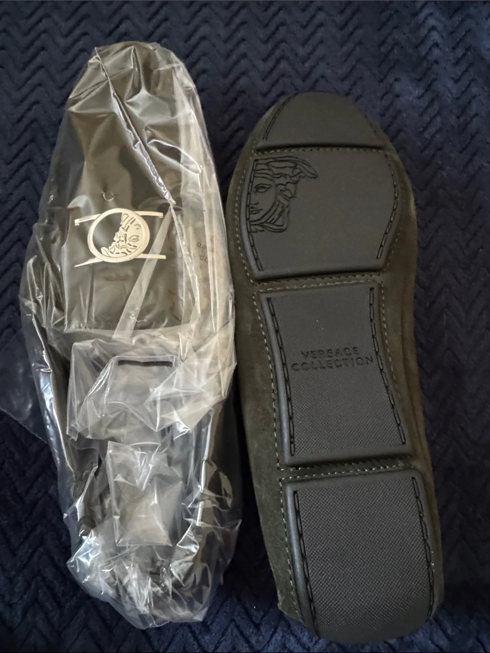 NWT! Versace Men’s Olive Green Suede Bit Loafers